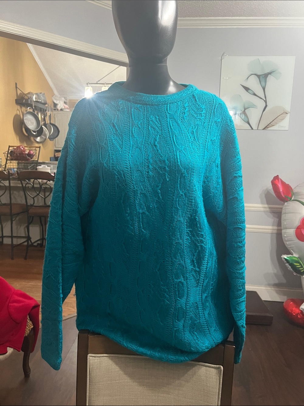 Source Unknown Teal Cable Knit Men's Sweater